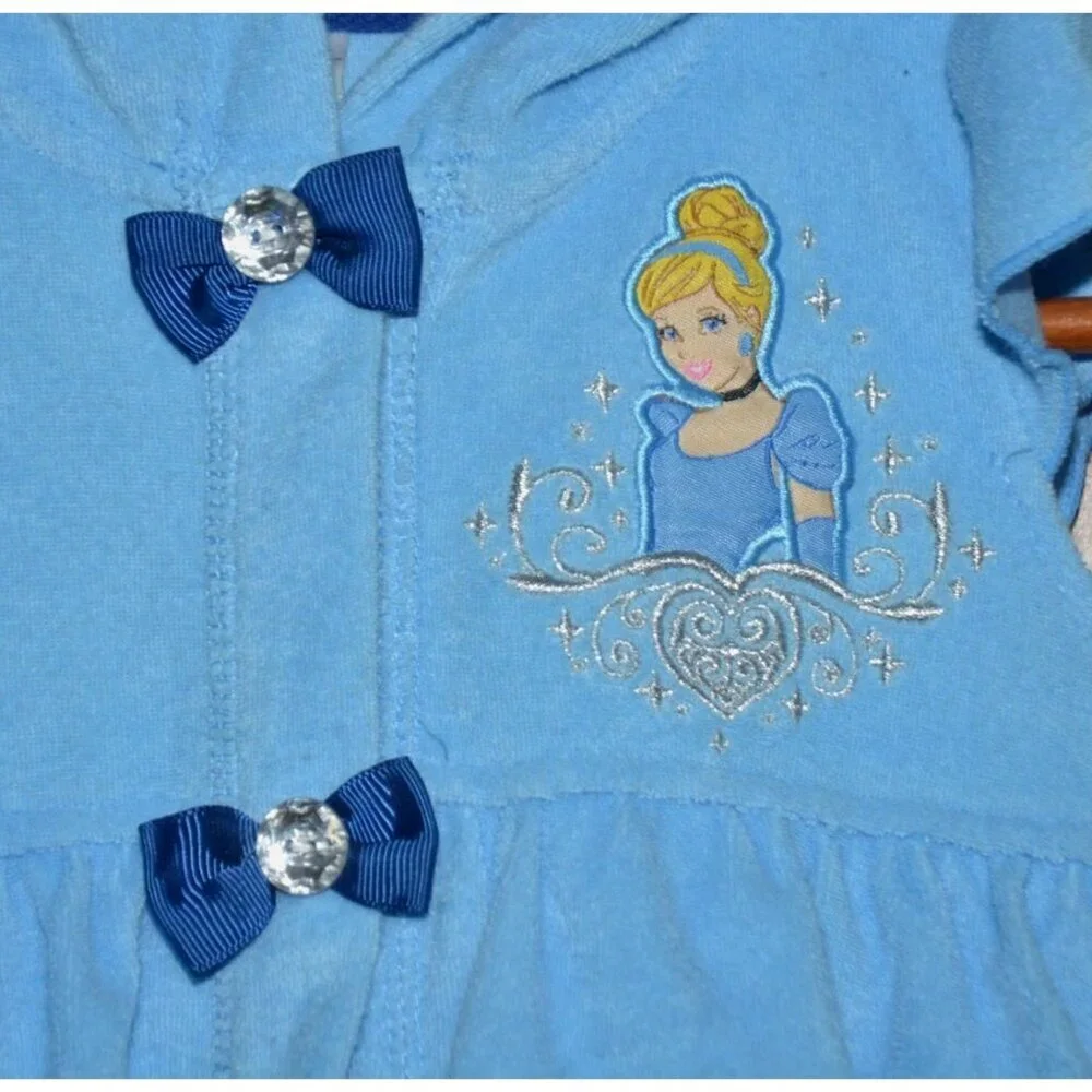 Disney Store Princess Cinderella Girls 5/6 Ruffle & Bow Swimsuit Hooded Cover Up